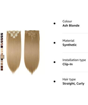 S-noilite 23 Inch Ash Blonde Clip In Hair Extensions - 8pcs Full Head, Long & Straight Fashion Choice in 60 Colours - Buy Online on GoSupps.com