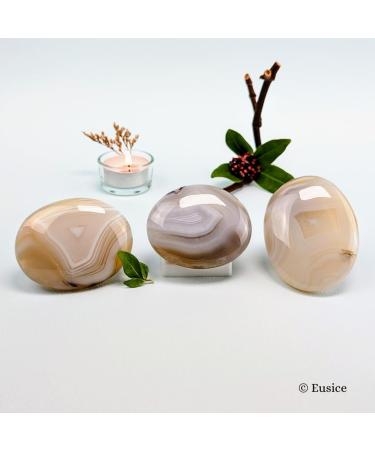 Eusice-Landed Ach Natural Healing Stone | Handmade Banded Agate for Stress Relief & Wellness | Ethical & High-Quality | 100g-15g - Buy Online on GoSupps.com