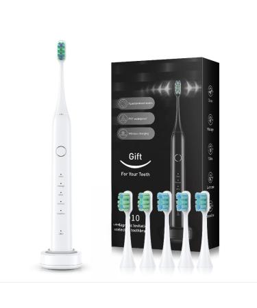 bluelk Electric Toothbrush with 5 Brush Heads in 2 Types(White)