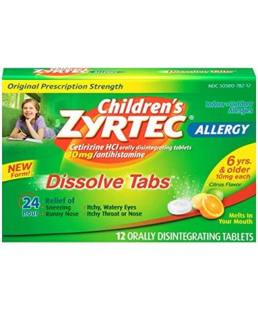 Zyrtec Children's Allergy Dissolve Tablets Citrus 12 Count (Pack of 2)