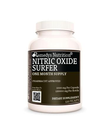 Remedy's nutrition Nitric Oxide Surfer 1 000mg Vegan Capsules Dietary Supplement - Non-GMO Gluten Free Dairy Free - One Month Supply (120 Count)