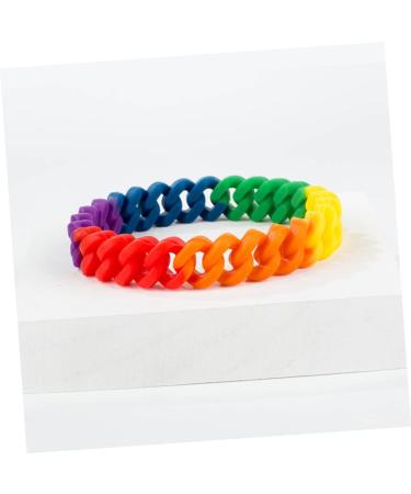 VALICLUD 3 Pcs Mens Gift Lesbian Rainbow Wristbands Cuff Bracelet Braided Rainbow Chain Braclets for Men Rainbow Chain Bracelet Biker Ring Men Gift Mens Bracelets United States Simple Medium Colorful - Buy Online on GoSupps.com
