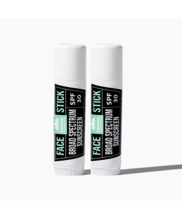 Pacific Shaving Company SPF 30 Broad Spectrum Face Sunscreen Stick - Portable Mineral Sunscreen for Face with Aloe Vera Coconut Oil + Vitamin E - Clear Non-Greasy Travel Size Sunblock Stick (2 Pack)