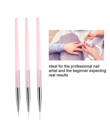 3pcs Nail Art Dotting Liner Brush Set with Rhinestone Handle - Pink Manicure Tools - Buy Online on GoSupps.com