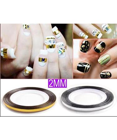 10 Rolls 2mm Black Glitter Nail Striping Tape for DIY Nail Art - Self-Adhesive Stripes with Dispenser - Buy Online on GoSupps.com