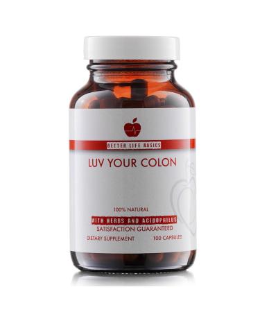 Luv Your Colon - All Natural Daily Colon Cleanser and Probiotic for Digestive Health and Weight Management 100 Capsules