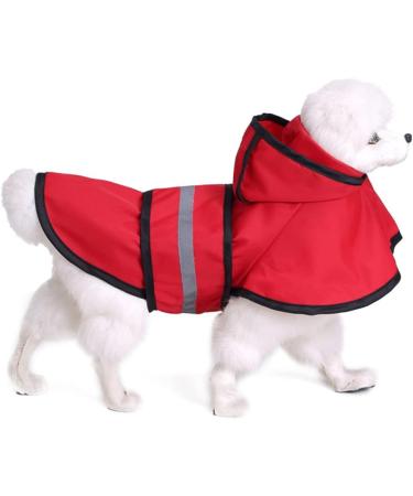 Dogs Raincoat with Hood & Reflective Stripes | Ultra-Light 100% Waterproof Jacket for Small Dogs - Size S Red - Buy Online on GoSupps.com