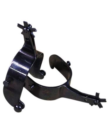 HILASON Black Steel Men Rodeo Spurs 5 Points Notched Rowels