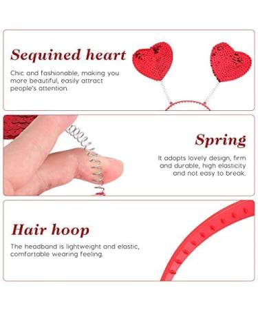 Lurrose Red Sequin Heart Headband - Festive Love-shaped Hair Boppers for Parties and Festivals - Buy Online on GoSupps.com