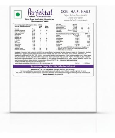 Hair Skin Nail Supplement Triple Action Formula enriched with Biotin Zinc Selenium Grape Seed Extract for Healthy Skin Hair and Nails | Gluten Free Vegetarian Tablets(Pack of 1) - Buy Online on GoSupps.com