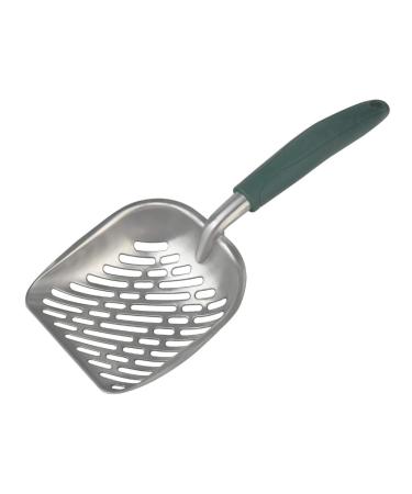 Large Metal Cat Litter Box Scoop Stainless Aluminum Alloys 13.8"*5.5"*1.8" (Dark-Green Handle)