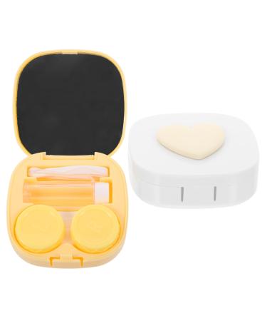 Homsfou 2 sentences contact box contact lens container for cosmetic lens lens van exquisite contact lens holder case fine accompanying box make-up mirror case sorted color 7.00x6.80x2.50cm