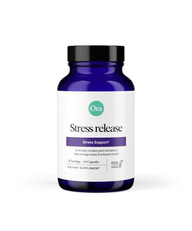 Ora Organic - Stress Relief Supplement - Supports Mood & Mental Focus - Feel Calm & Relaxed - Sensoril Ashwagandha Saffron Ginseng L-Theanine Lemon Balm - 60 Capsules