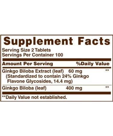 Sundown Naturals Ginkgo Biloba 60 mg - 200 Tablets | Standardized Herbal Supplement - Buy Online on GoSupps.com