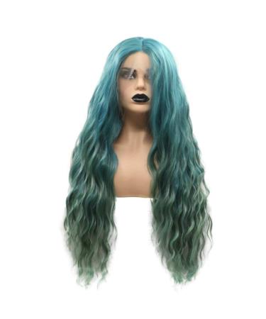 DIDADA Long Water Wave Wig - Ombre Mermaid Green Synthetic Lace Front Wig for Drag Queens & Women | 24 Inches - Buy Online on GoSupps.com