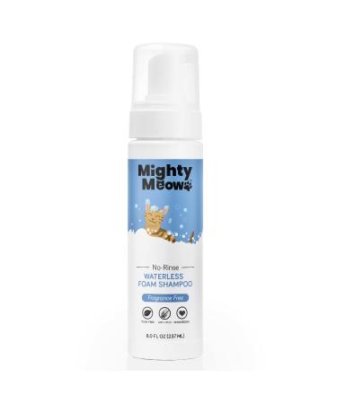 Mighty Meow Waterless Cat Shampoo, No-Rinse Dry Shampoo for Cats, Natural, Hypoallergenic & Fragrance-Free (8oz)
