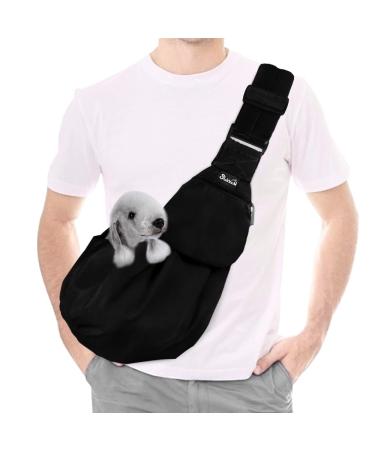 Slowton dog carrier bag pet dog bag with adjustable padded shoulder strap and front bag carrying bag dog for walking outdoors and excursions (black) black l (for pets 4.1-6.8kg)