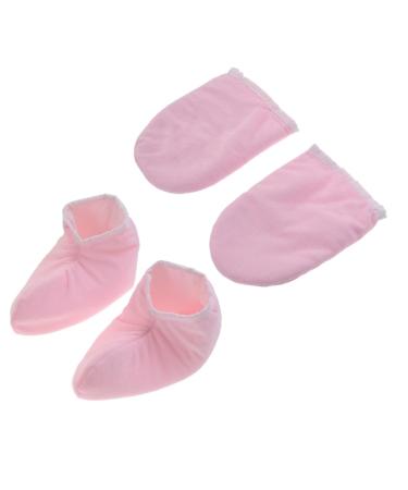 Homoyoyo 2 Paires Mitaines de Paraffine et Housse pour Bain Isolants pour Soins Chaleur Lavables et Ajustables Rose
