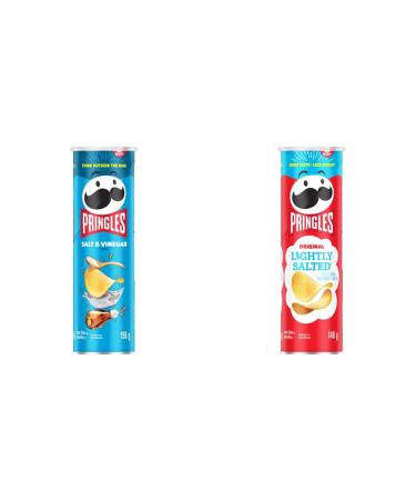 Pringles Salt and Vinegar Chips 156 Grams & Lightly Salted Potato Chips Lightly Salted 148 Grams Chips + Potato Chips Lightly Salted Salt & Vinegar 156 g (Pack of 1)