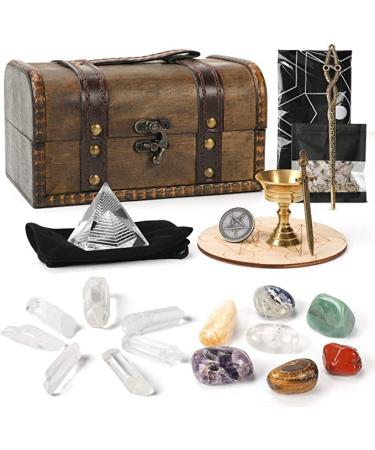 24PCS Crystals and Healing Stones Set Healing Crystals Kit with 7 Chakra Stones Tarot Cloth Sage for Meditation Spiritual Healing Smudging