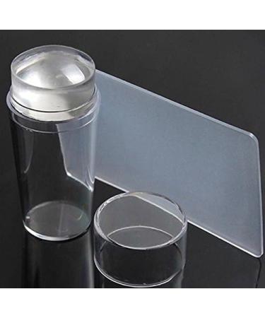 Clear Nail Art Jelly Stamper Plate Scrapers Set - 1 Stamper and Silicone Heads - Buy Online on GoSupps.com