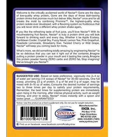 Syntrax Nectar GrassFed Whey Protein Isolate - Fuzzy Navel Flavor - 2lb (32oz) - Orange-Peach Infusion - Buy Online on GoSupps.com