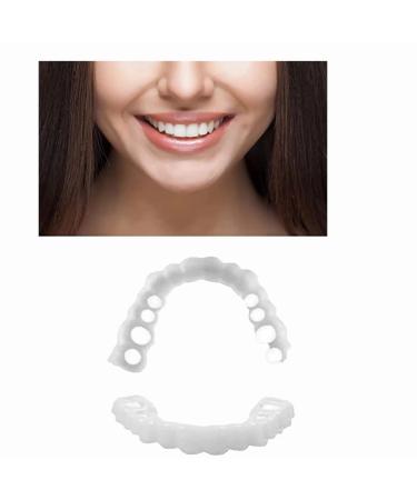Fake Teeth  4 PCS Cosmetic Denture Veneers for Upper and Lower Jaw  Veneers Dentures for Men and WomenDenture Decorations for Daily Life-2 Sets