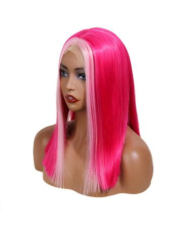 Buy SHIYID Hot Pink Lace Front Synthetic Wig | Heat Resistant Short Wig for Black Women & Drag Queens - Natural Hairline - Buy Online on GoSupps.com