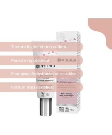 CENTIFOLIA | Rose Radiance Moisturizing Fluid | Intensely hydrated skin | Luminous complexion | Plumped and comfortable skin | Made in France | Organic | 40ML - Buy Online on GoSupps.com