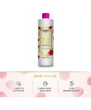 ICAN 100% Natural Rose Water - Hydrating and Purifying (1000ml) - Buy Online on GoSupps.com