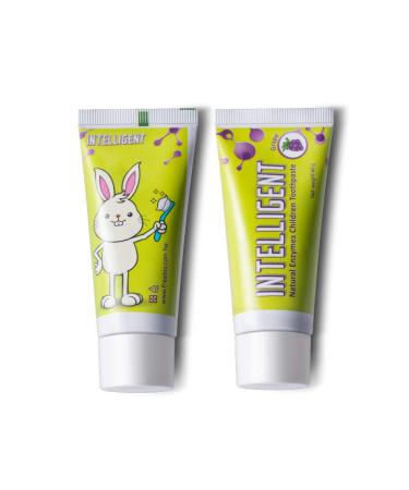 INTELLIGENT Enzymatic Kids Toothpaste   White Healthy Teeth for Baby and Toddler  Natural Non-Foaming Infant Tooth Paste  Sulfate-Free  Fluoride-Free  Mint-Free (Grape - 2 pcs x 1.37 Ounce)