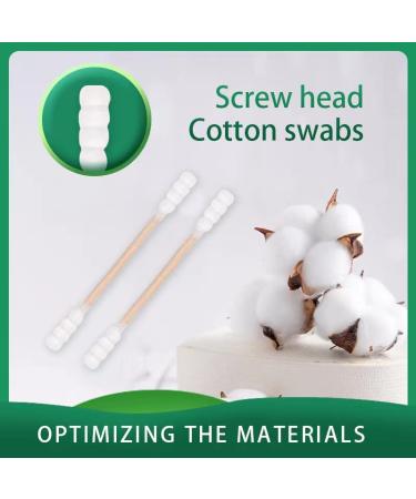 Organic Cotton Swabs with Wooden Sticks 200 Pcs Pack - Biodegradable Bamboo Spiral Head Qtips for Ears and Makeup - Buy Online on GoSupps.com