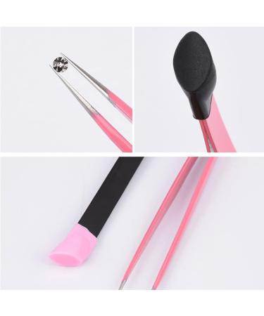 Nail Tweezers Double Sided Nail Art Sticker Silicone Press Rhinestone Picker Nippers Pink Brushes - Buy Online on GoSupps.com