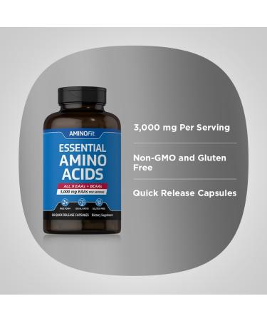Piping Rock Amino Acid Supplement - BCAA & EAA AminoFit Complex | 180 Non-GMO Capsules | Gluten Free | Fitness Labs - Buy Online on GoSupps.com