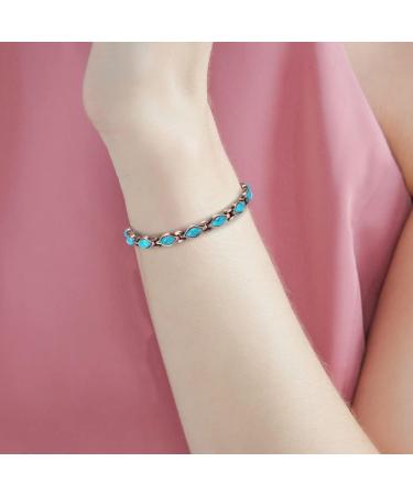 YINOX Ladies Magnetic Bracelet for Women - Turquoise Blue Semi-Precious Gemstone Copper Jewelry - Buy Online on GoSupps.com