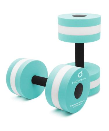 Water Dumbbells, Aquatic Exercise Dumbell Set of 2 Water Aerobic Exercise Foam Dumbbells Pool Resistance Water Fitness Equipment for Weight Loss Cyan