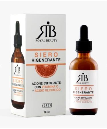 Royal Beauty Regenerating Serum Exfoliating Action with Vitamin C and Glycolic Acid 60 ml (2.02 Fl Oz) 1 unit - Made in Italy italian import