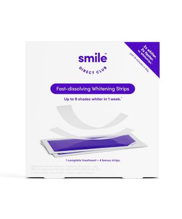 SmileDirectClub Fast Dissolving Teeth Whitening Strips - 18 Count - 2X Whiter Results 2X Faster - Professional Strength Hydrogen Peroxide - Pain Free and Enamel Safe