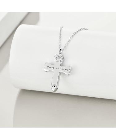 VONALA DOLA 925 Sterling Silver Ash Necklace | Memorial Jewelry for Dog & Cat Lovers | Pet Paw & Cross Souvenir Gift - Buy Online on GoSupps.com