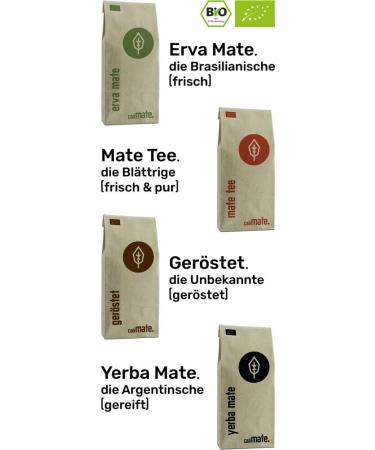 Organic Mate Tea Tasting Set | 4 Varieties (Erva Yerba Green Roasted) - 100g Each | International Shipping - Buy Online on GoSupps.com