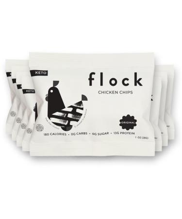 Flock Keto Chicken Skin Chips | Original Flavor | Low Carb, High Protein, Sugar Free, Gluten Free Single Serve Snack|(1oz) 8-Pack Original 1 Ounce (Pack of 8)