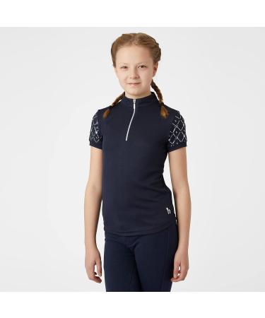 HORZE Fia Kids' Short Sleeve Equestrian Riding Shirt - Peacoat Dark Blue, Small - Buy Online on GoSupps.com