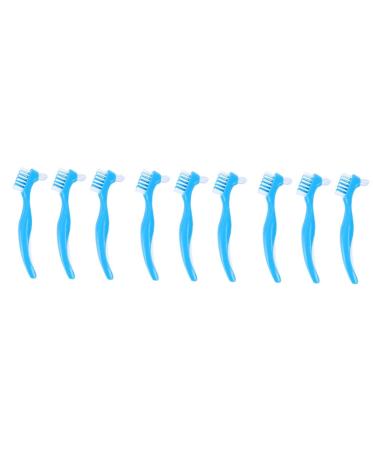 Minkissy 9 pcs wrong toothbrush portable prosthesis cleaning brush double -sided toothbrush double false teeth prosthesis brush clean detergent chemicals tool child dentures