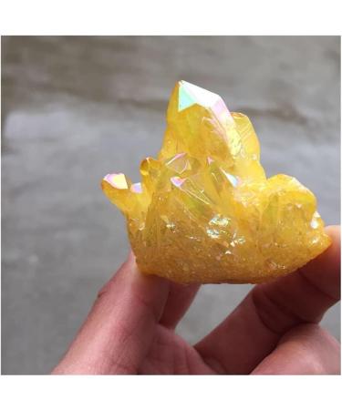Stone Crafts Yellow electroplated Crystal Gemstone Cluster Flower Reiki Crystal Stone for Home deocr Natural Luster - Buy Online on GoSupps.com