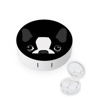 Boston Terrier Round Case For Contact Lens Kit Storage Box with Mirror Printed