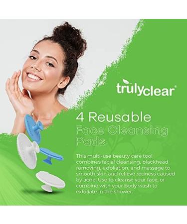 Silicone Facial Scrubber - Gentle Exfoliator for Sensitive Skin | Cleansing Brush with Soft Bristles - 4 Pack (2 Blue 2 White) - Removes Blackheads & Whiteheads - Buy Online on GoSupps.com