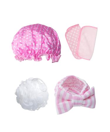 Buy The Vintage Cosmetic Totally Pampered Kit - Makeup Headband Body Polisher Shower Cap & Cloths | Relax & Pamper Gift Set in Pink - International Shipping Available - Buy Online on GoSupps.com