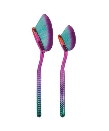 Moda Royal & Langnickel Full Size Prismatic Precision Powder 4pc Oval Makeup Brush Set Includes - Large Precision Powder Small Precision Powder Brushes Prismatic Ombre