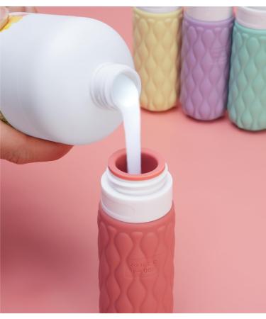 4 Pack Travel Bottles for Toiletries with Labels 100ML Silicone Travel Bottles Set with Clear Zipper Toiletry Bag Leakproof Refillable Squeeze Travel Size Containers for Shampoo Conditioner Pink/Green/Yellow/Purple - Buy Online on GoSupps.com