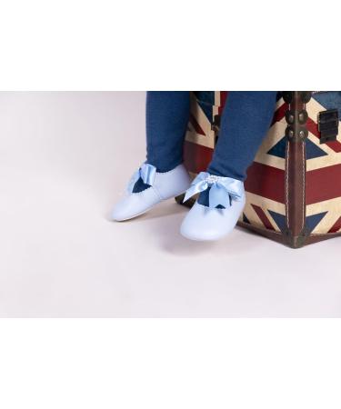 Baypods Baby Girls Soft Sole Pre Walker Shoes with Diamante Bow - Sky Blue | Made in England | Sizes 0 UK Child - Buy Online on GoSupps.com